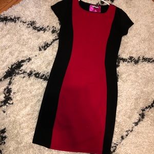 Red and black mini dress